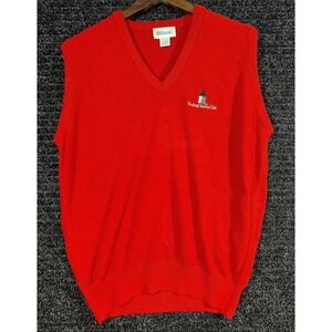Vtg Etonic Acrylic Golf Sweater Vest Reading Country Club Sleeveless Knit Red L